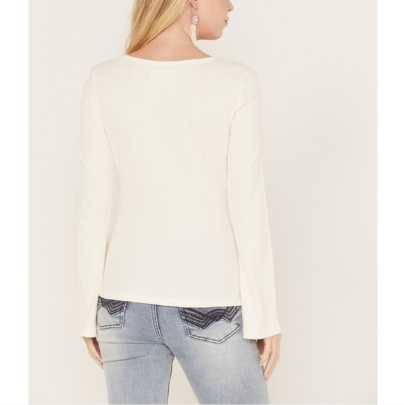 IDYLLWIND WADE LONG SLEEVE TEXTURED HENLEY SHIRT IN IVORY, SZ XS - Picture 7 of 16